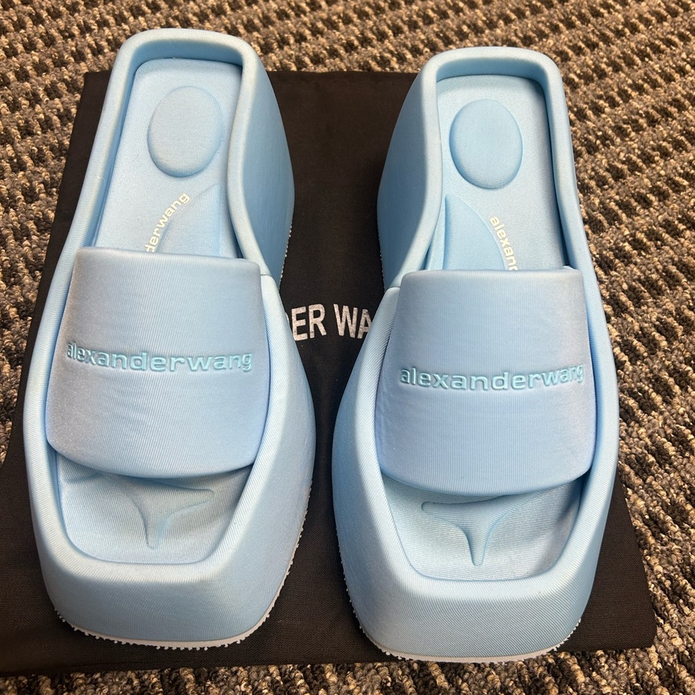 AlexanderWang Blue Tail Platform Slides.Never Worn. Box and dust bag included